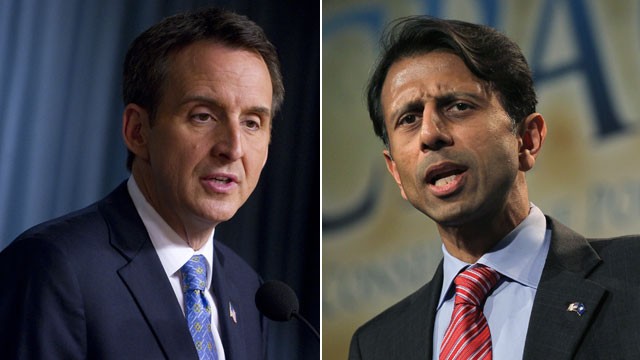 PHOTO: Former Minnesota Governor and Republican candidate for president Tim Pawlenty speaks at the Cato Institute in Washington, DC, May 25, 2011. Louisiana governor Bobby Jindal speaks to guests at the Conservative Political Action Conference (CPAC) at t