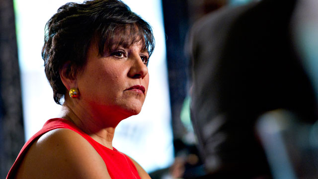 PHOTO: Penny Pritzker, chairman and chief executive officer of PSP Capital Partners LLC, listens during the "Titans at the Table" Bloomberg Television program in Chicago, Illinois on April 18, 2012.