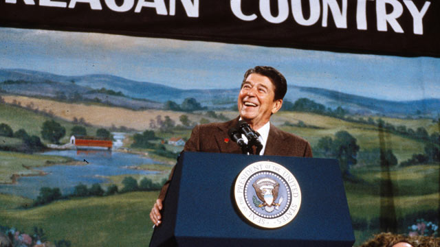 PHOTO: Ronald Reagan campaigns in New Hampshire at the start of his 1984 re-election campaign.