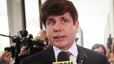 PHOTO: Former Illinois Governor Rod Blagojevich speaks to the media following a guilty verdict in his corruption retrial at the Dirksen Federal Courthouse, Chicago, Illinois, June 27, 2011.