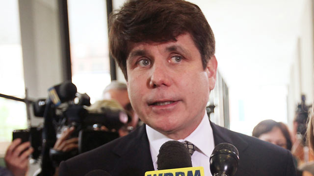PHOTO: Former Illinois Governor Rod Blagojevich speaks to the media following a guilty verdict in his corruption retrial at the Dirksen Federal Courthouse, Chicago, Illinois, June 27, 2011.