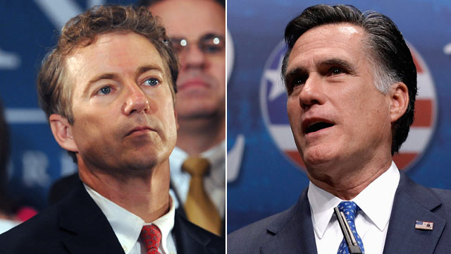 PHOTO: Sen. Rand Paul (R) is seen at a rally in Ankeny - gty_romney_rand_paul_wy_120525_wmain