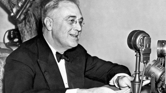 PHOTO: President Franklin D. Roosevelt speaks during one of his fireside chats, Washington DC, 1937.