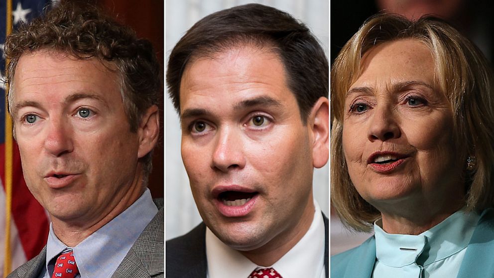 PHOTO: Left to right are Rand Paul, Marc Rubio and Hillary Clinton.