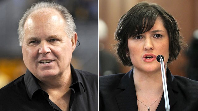 PHOTO: Political commentator Rush Limbaugh, left, and Sandra Fluke, a third-year law student at Georgetown University and former president of the Students for Reproductive Justice group there, are shown in these file photos.