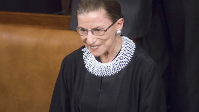 PHOTO: Supreme Court Justice Ruth Bader Ginsberg arrives in the House chamber before Barack Obama's first address to a joint session of the U.S. Congress.