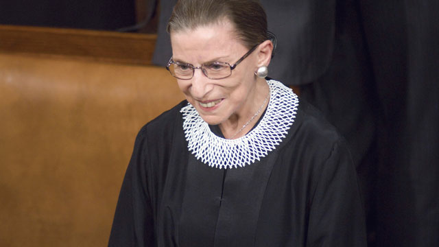 PHOTO: Supreme Court Justice Ruth Bader Ginsberg arrives in the House chamber before Barack Obama's first address to a joint session of the U.S. Congress.
