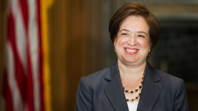 PHOTO: Elena Kagan smiles to the applauding crowd in attendence after being sworn in as the 112th justice of the United States, and only the 4th woman to take the job, at the West Conference room of the US Supreme Court in Washington on August 7, 2010.
