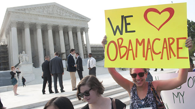 PHOTO: Obamacare supporters outside Supreme Court