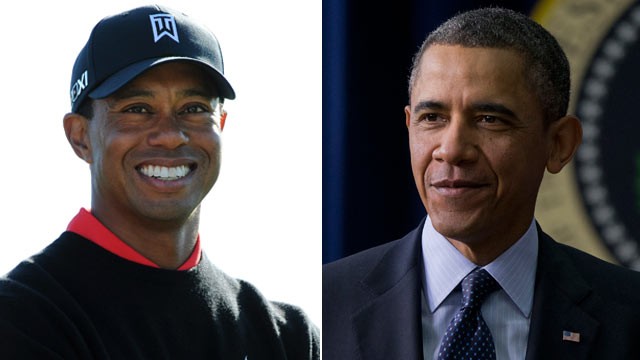 PHOTO: Tiger Woods smilies at Torrey Pines Golf Course, Jan. 28, 2013 in La Jolla, Calif.; U.S. President Barack Obama arrives at the Eisenhower Executive Building in Washington, D.C., Feb. 19, 2013.