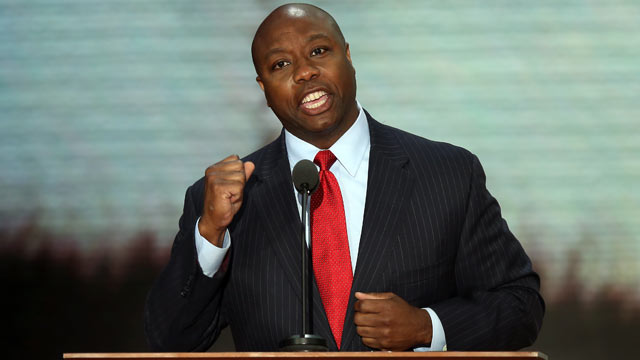 PHOTO: Rep. Tim Scott, R-SC, during the Republican National Convention at the Tampa Bay Times Forum on Aug. 28, 2012, in Tampa, Fla.