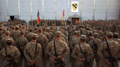 PHOTO: American soldiers stand at attention, Sept. 11, 2011 at Bagram Air Field, Afghanistan.