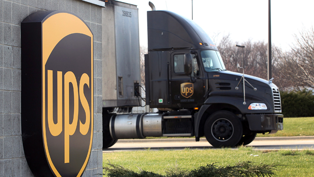 PHOTO: In this Dec. 19, 2011 file photo, a UPS truck departs on a delivery in Hodgkins, Ill.
