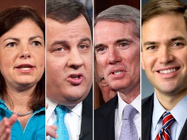 PHOTO: Sen. Kelly Ayotte, R-N.H., NJ Gov Chris Christie, Oh Sen. Rob Portman and Fla. Senator Marc Rubio are possible Vice Presidential candidates for Mitt Romney in 2012.