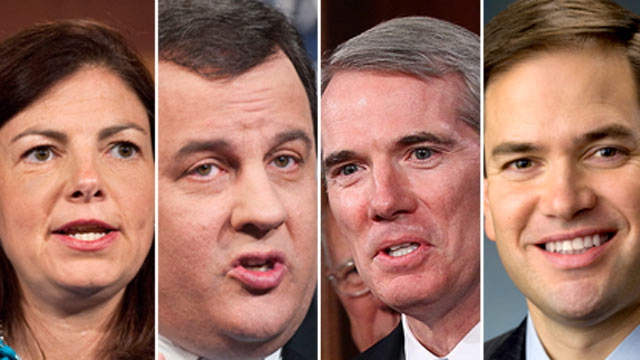 PHOTO: Sen. Kelly Ayotte, R-N.H., NJ Gov Chris Christie, Oh Sen. Rob Portman and Fla. Senator Marc Rubio are possible Vice Presidential candidates for Mitt Romney in 2012.