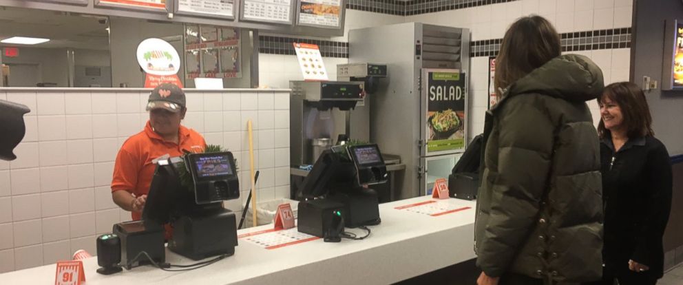 PHOTO: First lady Melania Trump (in jacket) with second lady Karen Pence at a Whataburger in Corpus Christi, Texas, on December 6, 2017.