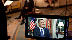 Photo: Barack Obama tapes his weekly address