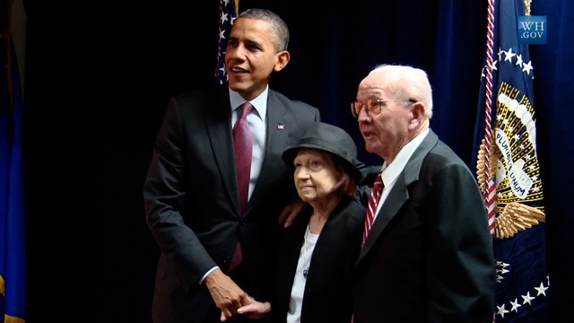 PHOTO: President Obama and Wilbur and Theresa Faiss