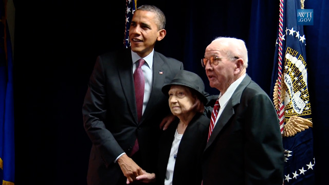 PHOTO: President Obama and Wilbur and Theresa Faiss