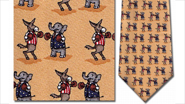 PHOTO: Boxing elephants and donkeys silk tie