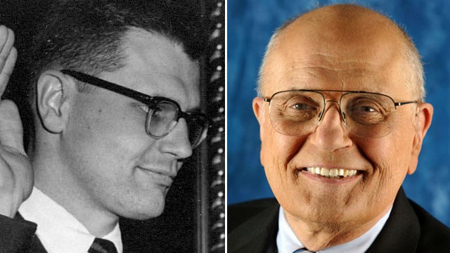 PHOTO: Congressman John D. Dingell in 1955, left, and now.