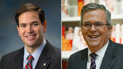 PHOTO: Marco Rubio, left, and Jeb Bush, right, will appear on 