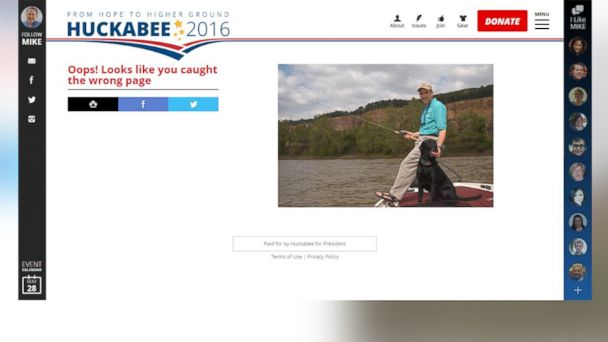 Screenshot of Mike Huckabee 404 page