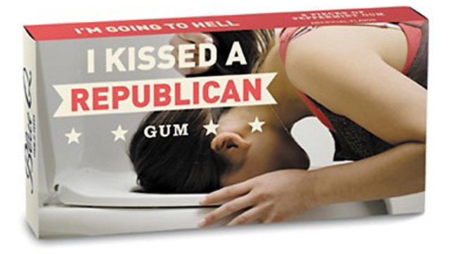 PHOTO: I Kissed a Republican chewing gum is available at the Onion store.