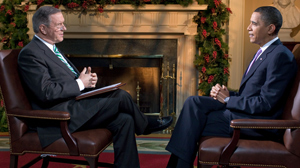 PHOTO As Gibson prepares to depart the WORLD NEWS anchor chair on Friday, he sat down with the President to discuss a wide range of issues, including Afghanistan, the economy, and the Presidents reflections on his first year in office.