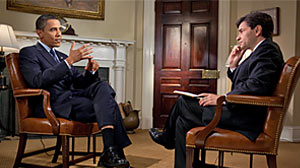 Photo: President Obama speaks with George Stephanopoulos