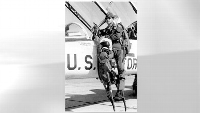 PHOTO: Rick Perry is seen getting into a US fighter jet in this undated file photo.