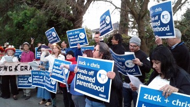 PHOTO: CREDO Action members protest Mark Zuckerberg's fundraiser for New Jersey Gov. Chris Christie, Feb. 13, 2013.
