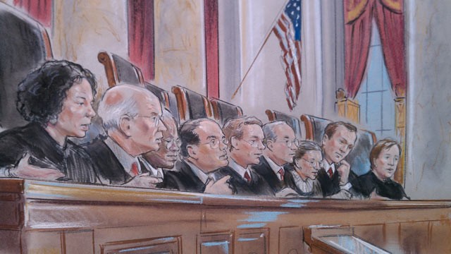 PHOTO: Supreme Court arguments from day one of the health care reform, March 26, 2012.