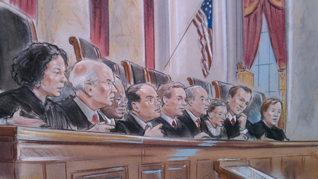 PHOTO: Supreme Court arguments from day one of the health care reform, March 26, 2012.