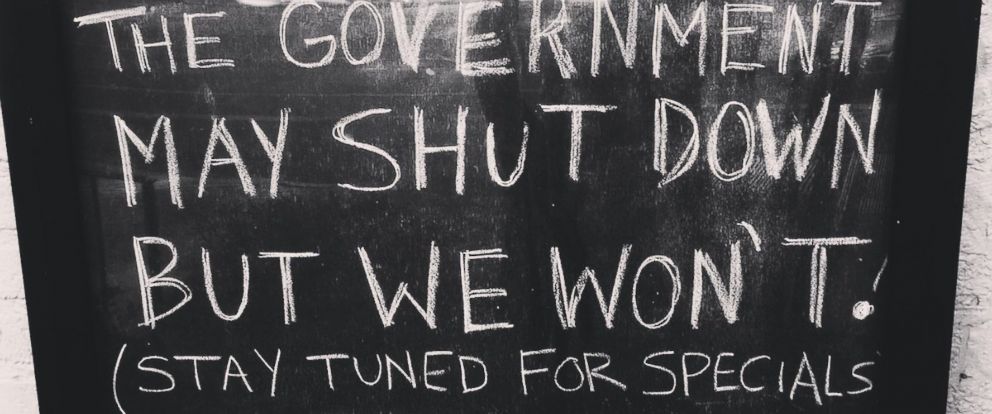 PHOTO: A sign at Union Pub in Washington, D.C. advertises drink specials following the government shutdown on Jan. 20, 2018.
