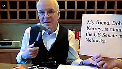 PHOTO:Â Steve Martin endorses Bob Kerrey in this YouTube clip.