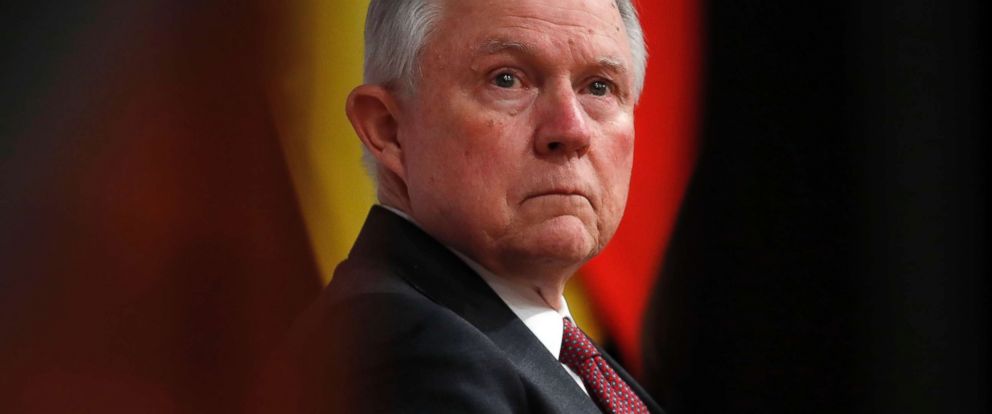 PHOTO: Attorney General Jeff Sessions pauses before speaking at the Global Forum on Asset Recovery (GFAR) at the International Finance Corporation in Washington, Dec. 4, 2017, about anti-corruption efforts of the Trump administration and other topics. 