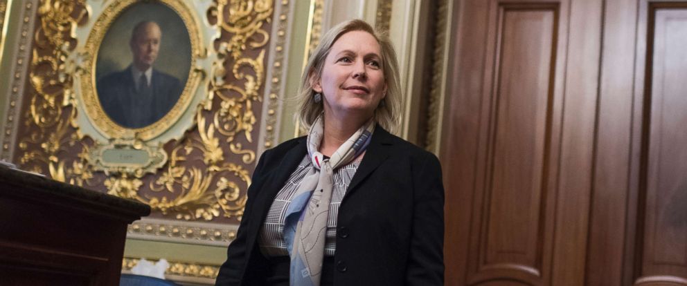 PHOTO: Sen. Kirsten Gillibrand, D-N.Y., leaves the Democratic Senate Policy luncheon in the Capitol, Dec. 12, 2017, in Washington. 