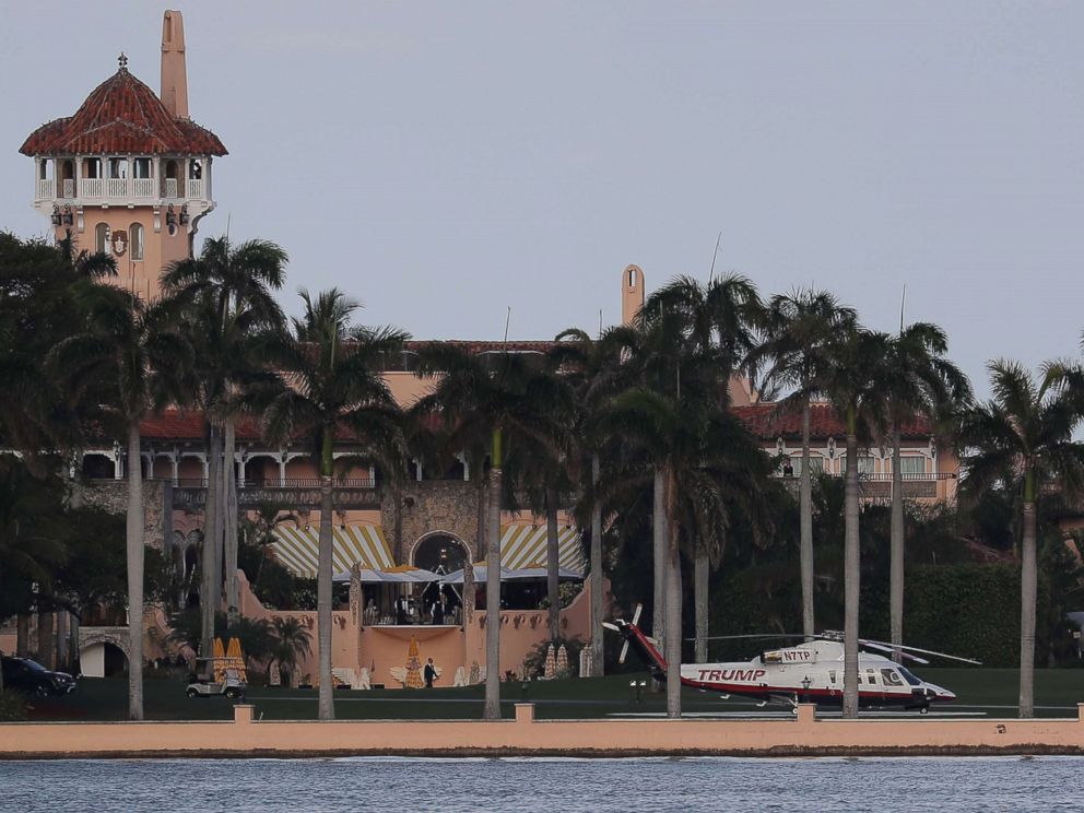PHOTO: The Trump helicopter is seen at the Mar-a-Lago Resort where President Donald Trump yesterday held meetings with Chinese President Xi Jinping, April 8, 2017, in Palm Beach, Fla.