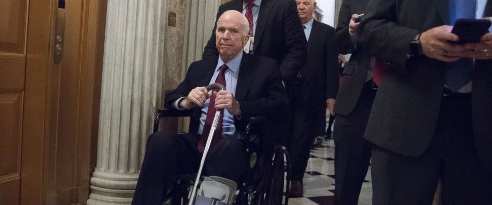 PHOTO: John McCain, R-Ariz., arrives for votes on Capitol Hill, Nov. 27, 2017.