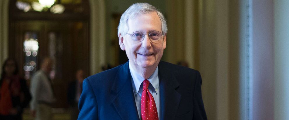 PHOTO: Senate Majority Leader Mitch McConnell walks from the U.S. Senate Chamber to his office after a procedural vote to move forward with voting on the Republican proposed tax reform bill at the Capitol in Washington, D.C., Dec. 1, 2017. 