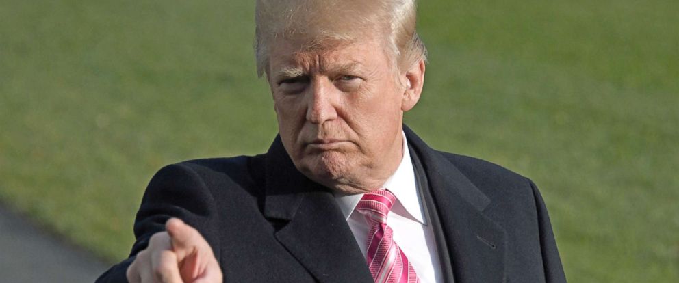 PHOTO: President Donald Trump calls on a reporter as he speaks to the media on the South Lawn of the White House, Nov. 21, 2017.