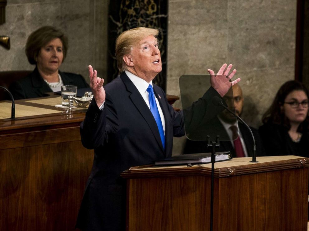 PHOTO: President Donald Trump delivers his first State of the Union address to Congress and the country in Washington, Jan. 30, 2018.