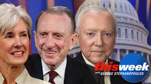 Photo: Kathleen Sebelius, Arlen Specter and Orrin Hatch on "This Week with George Stephanopoulos"
