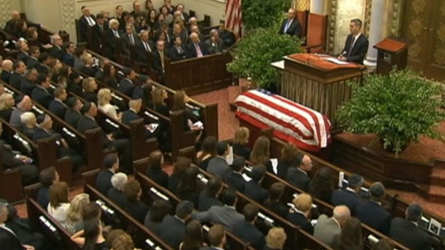 VIDEO: Politicians and family remember the New Jersey Democrat at a synagogue in New York.