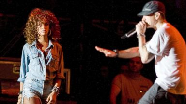 PHOTO: Rihanna and Eminem headline the V Festival at Hylands Park, Aug. 21, 2011. in Chelmsford, England.