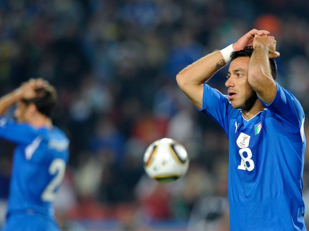 PHOTO: Fabio Quagliarella of Italy looks dejected during the 2010 FIFA World Cup South Africa Group F match between Slovakia and Italy at Ellis Park Stadium in this June 24, 2010, file photo in Johannesburg, South Africa.