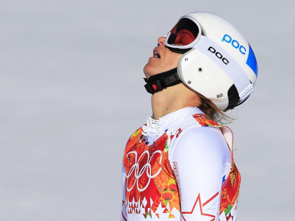 PHOTO: US skier Julia Mancuso finishes the Womens Alpine Skiing Downhill at the Rosa Khutor Alpine Center on Feb. 12, 2014.