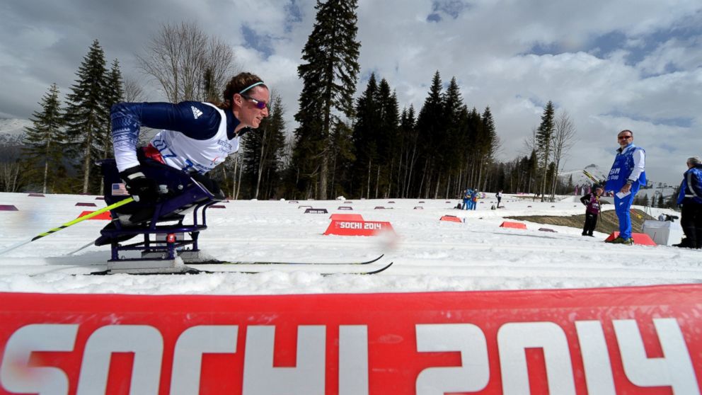 PHOTO: Tatyana McFadden competes during the Womens 12 km cross-country ski sitting at XI Paralympic Olympic games in the Rosa Khutor stadium near Sochi, March 9, 2014.