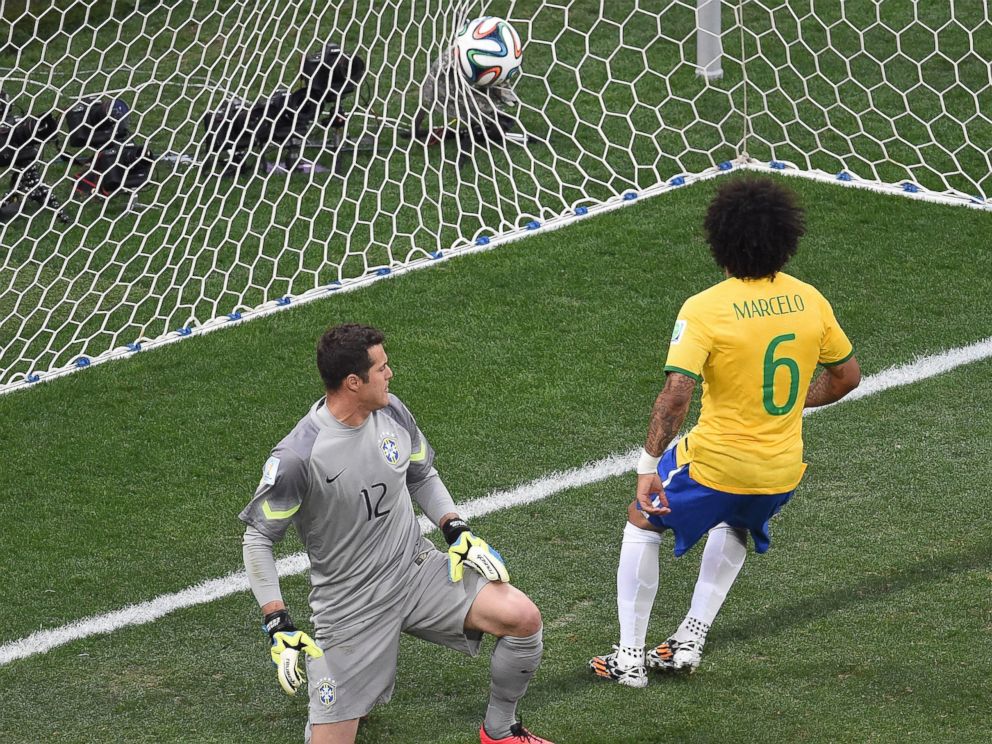 PHOTO: Brazils defender Marcelo scores an own goal